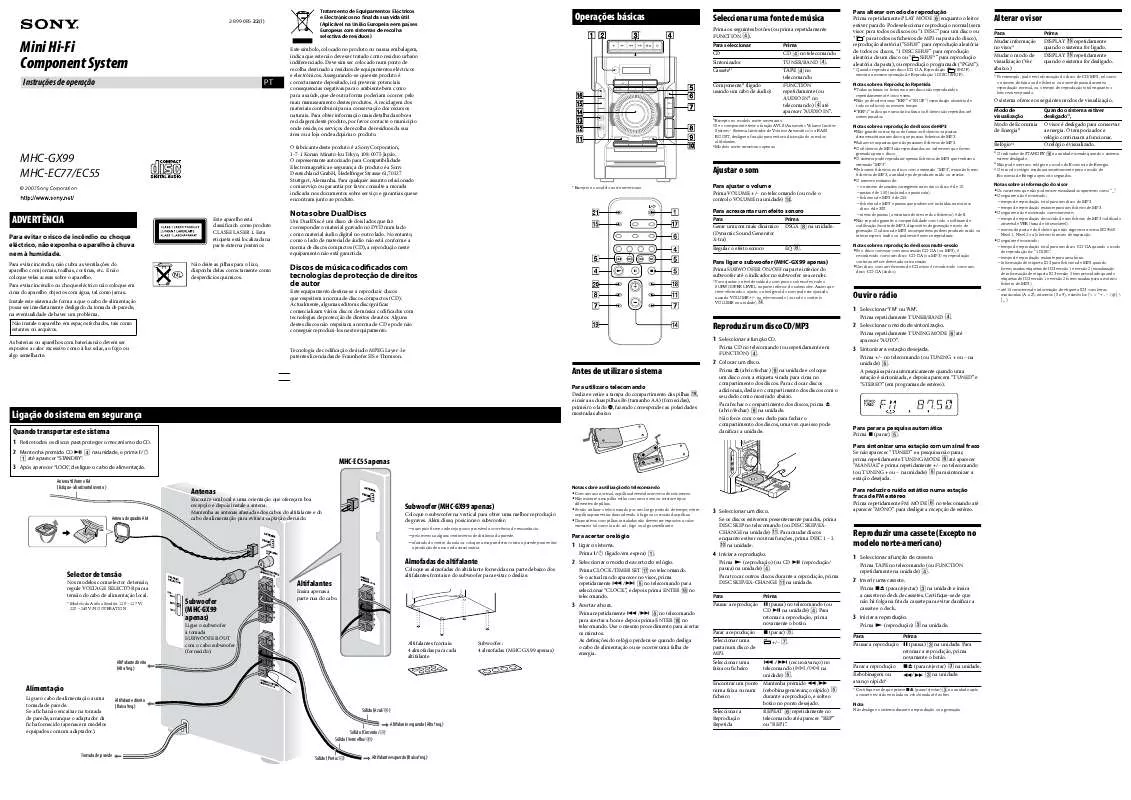 Mode d'emploi SONY MHC-GX99