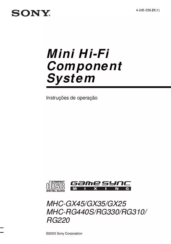 Mode d'emploi SONY MHC-RG310