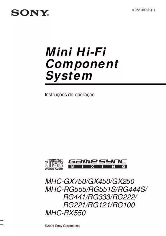 Mode d'emploi SONY MHC-RG441