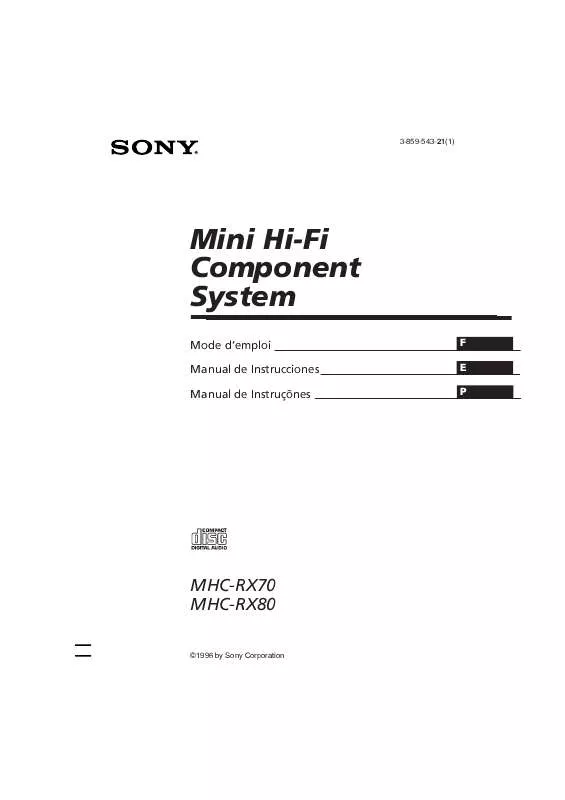 Mode d'emploi SONY MHC-RX80