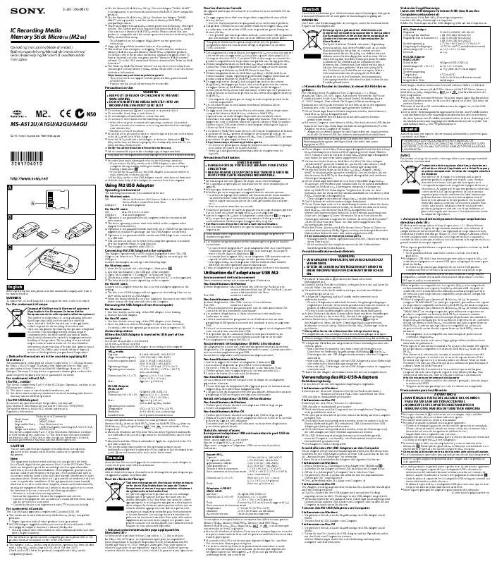 Mode d'emploi SONY MSA-1GU