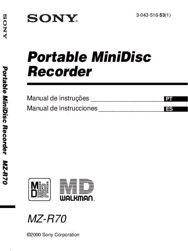 Mode d'emploi SONY MZ-R70