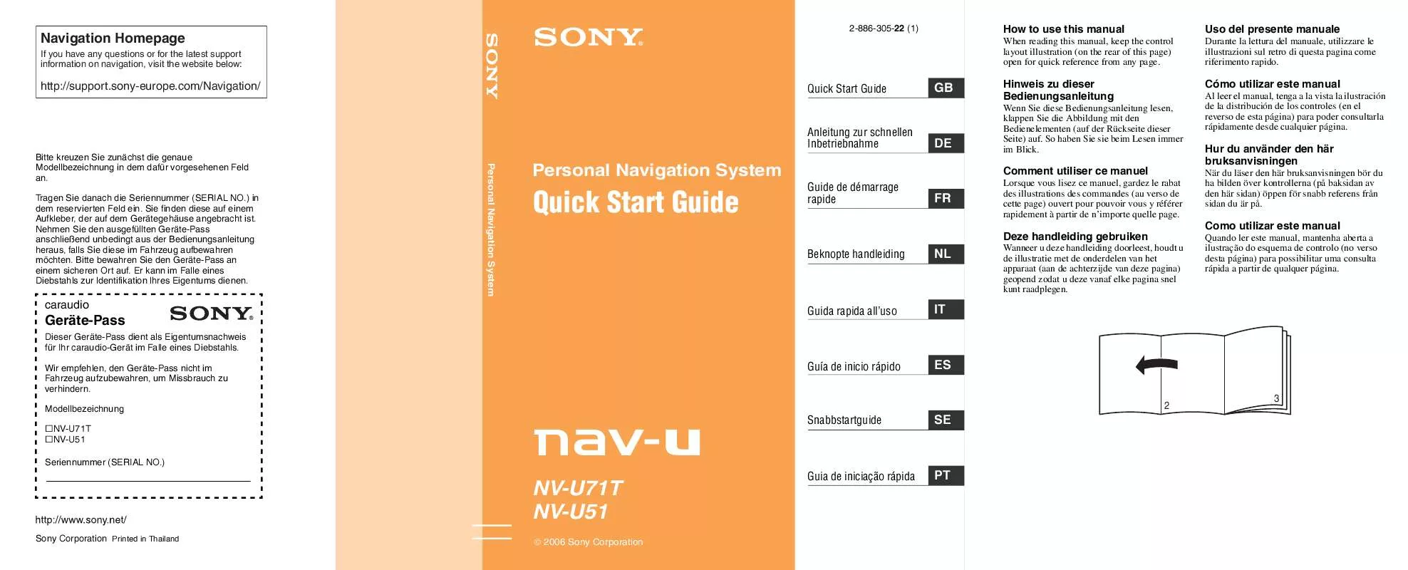 Mode d'emploi SONY NV-U51S