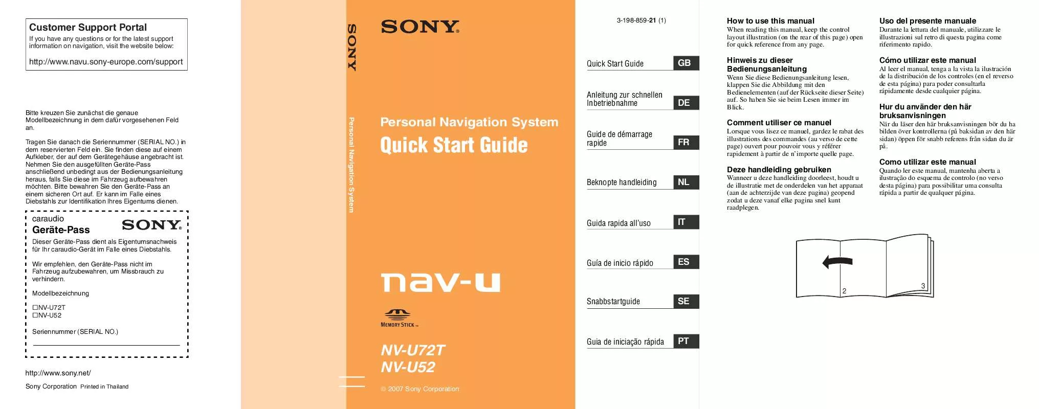 Mode d'emploi SONY NV-U52