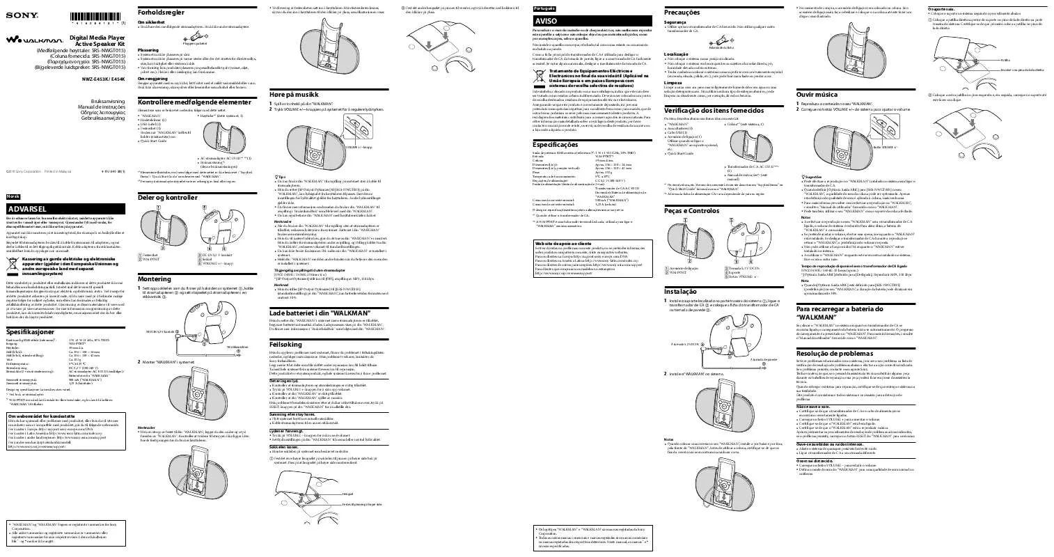 Mode d'emploi SONY NWZ-E453K