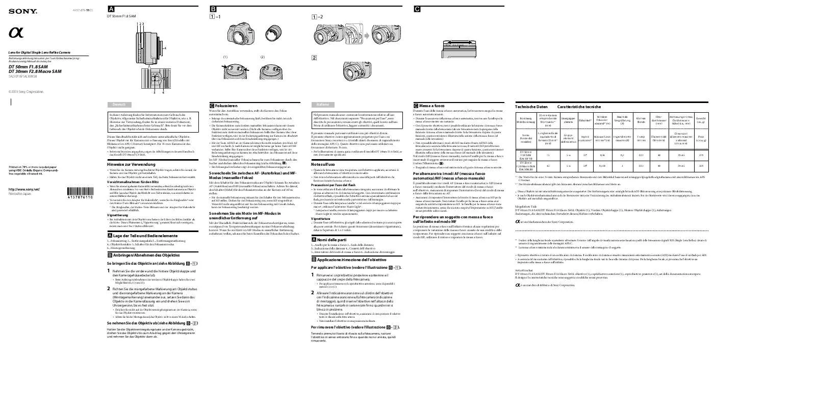 Mode d'emploi SONY SAL-30M28