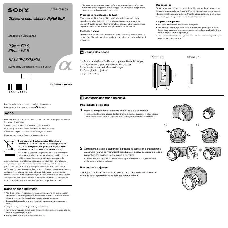 Mode d'emploi SONY SAL20F28