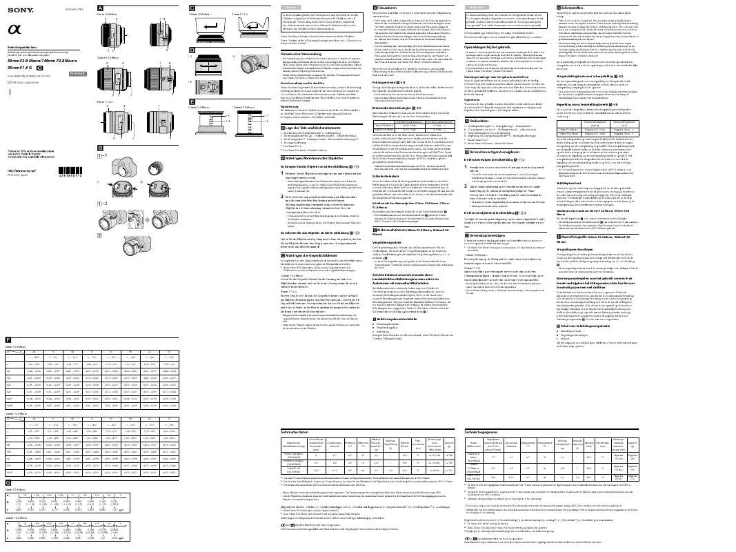 Mode d'emploi SONY SAL35F14G