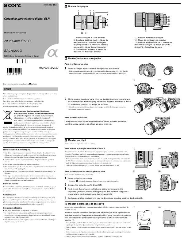 Mode d'emploi SONY SAL70200G