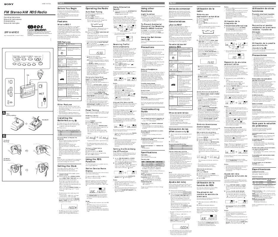 Mode d'emploi SONY SRF-M48RDS