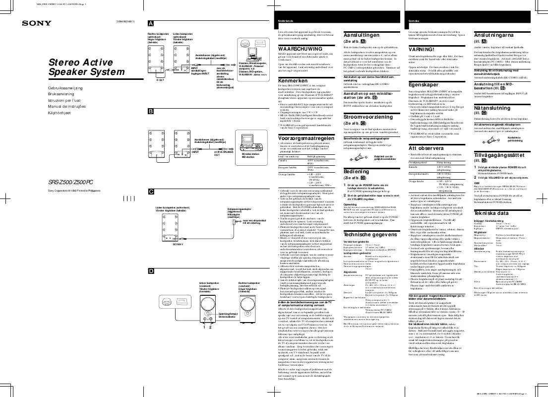 Mode d'emploi SONY SRS-Z500PC