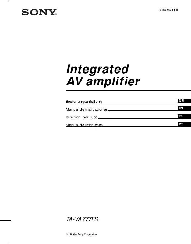 Mode d'emploi SONY TA-VA777ES