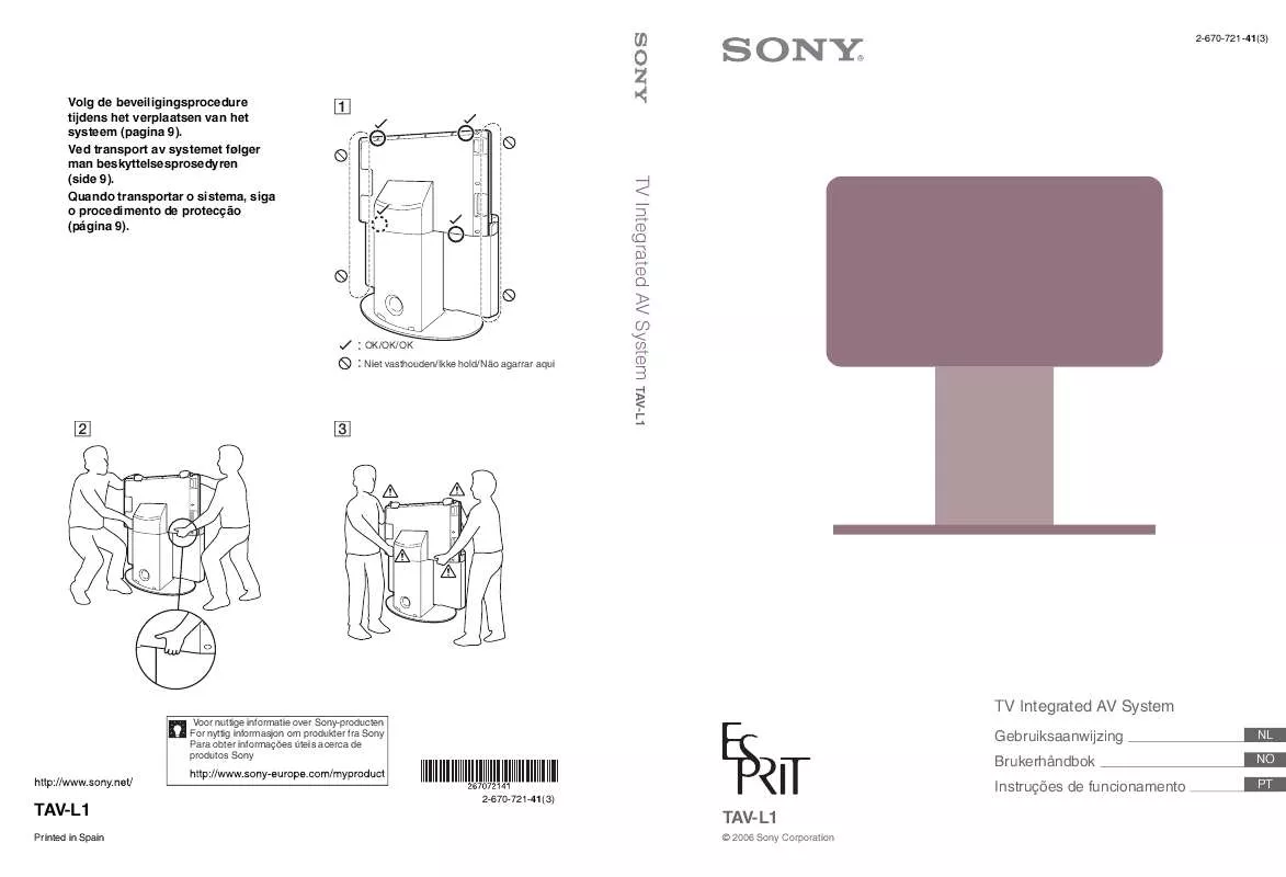 Mode d'emploi SONY TAV-L1