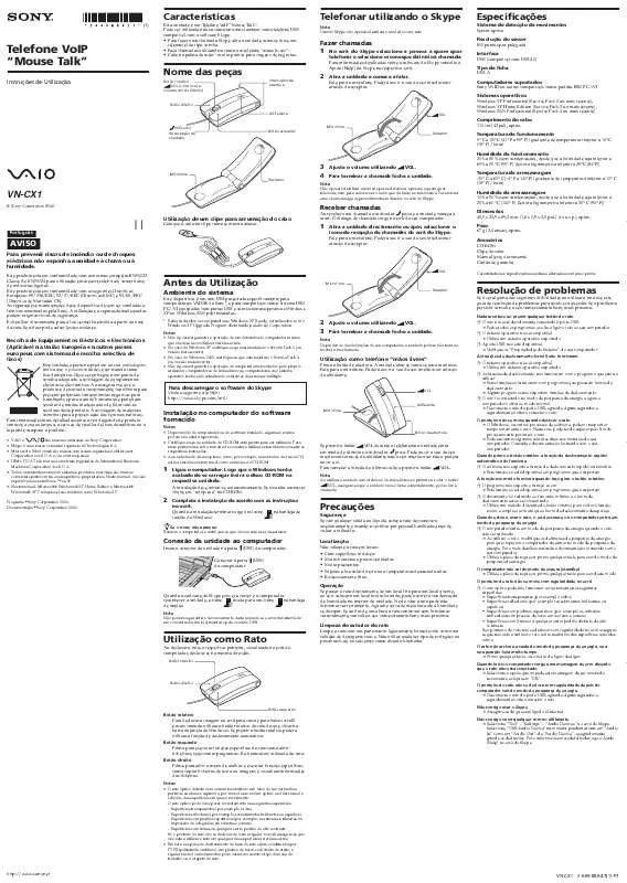 Mode d'emploi SONY VN-CX1