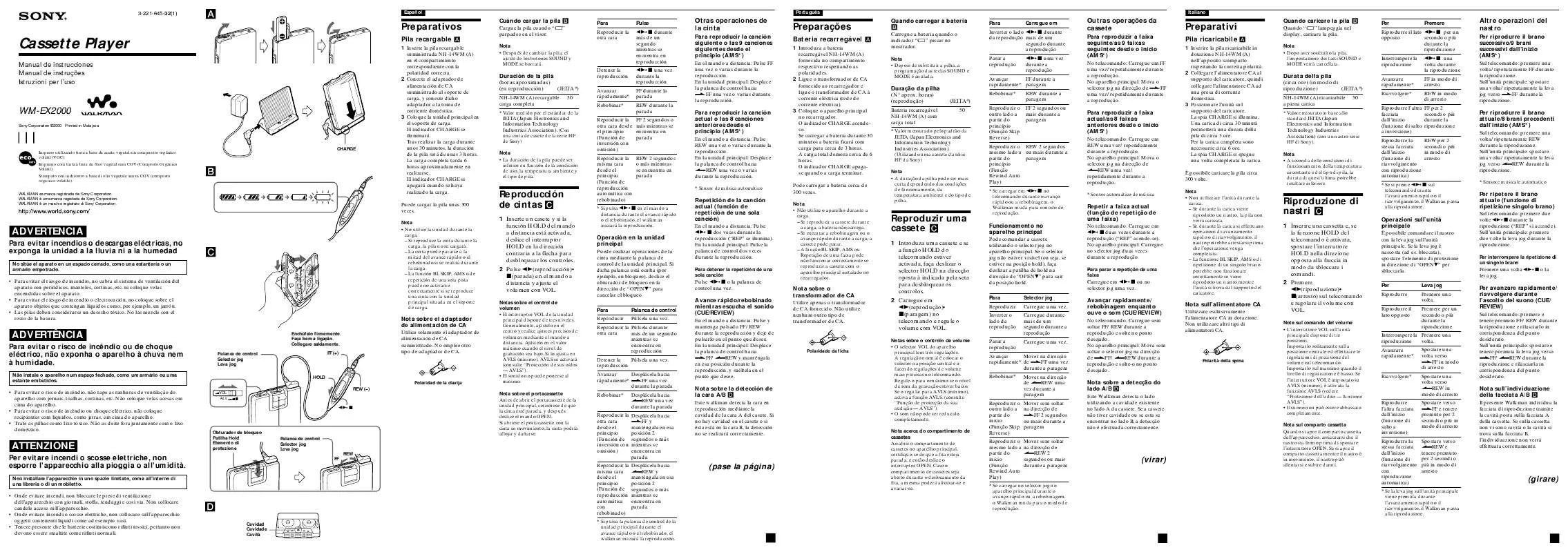 Mode d'emploi SONY WM-EX2000