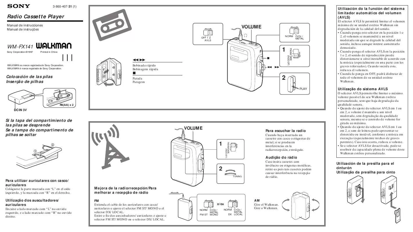 Mode d'emploi SONY WM-FX141