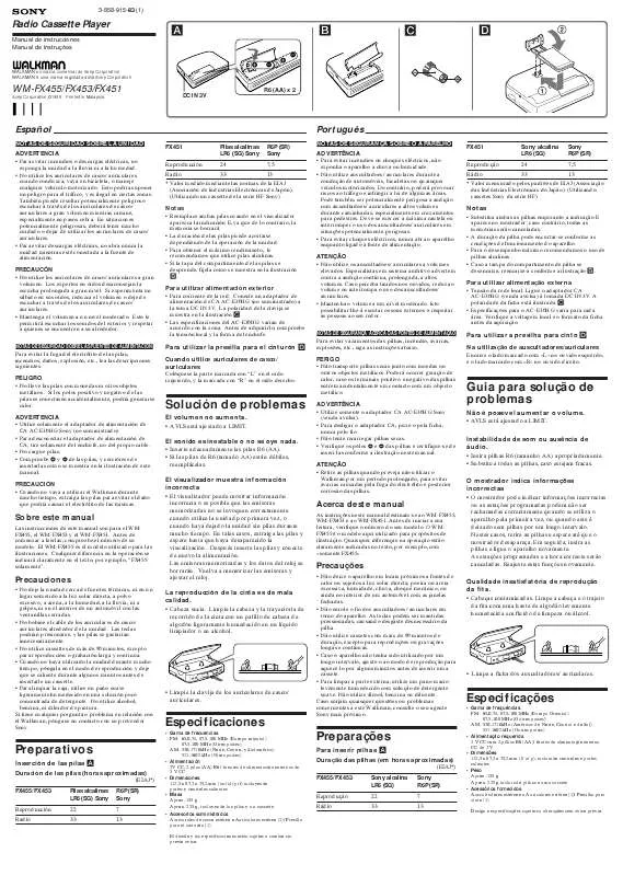 Mode d'emploi SONY WM-FX453