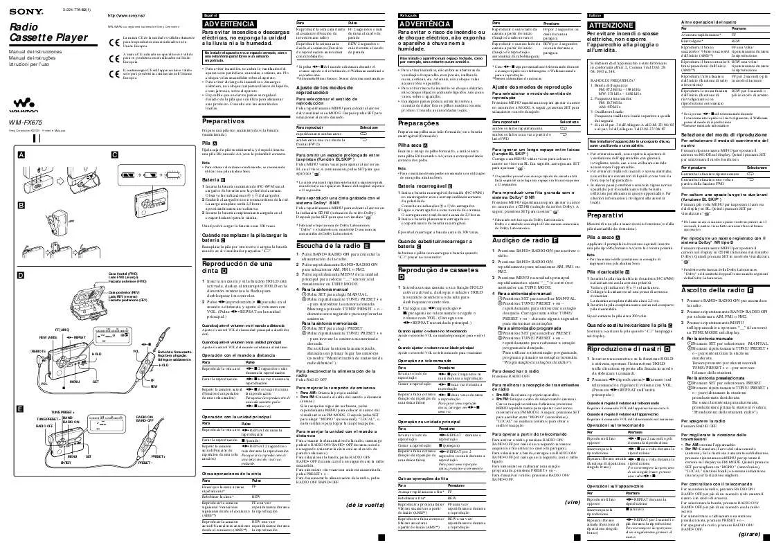 Mode d'emploi SONY WM-FX675