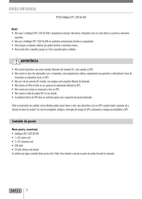 Mode d'emploi SWEEX PP220