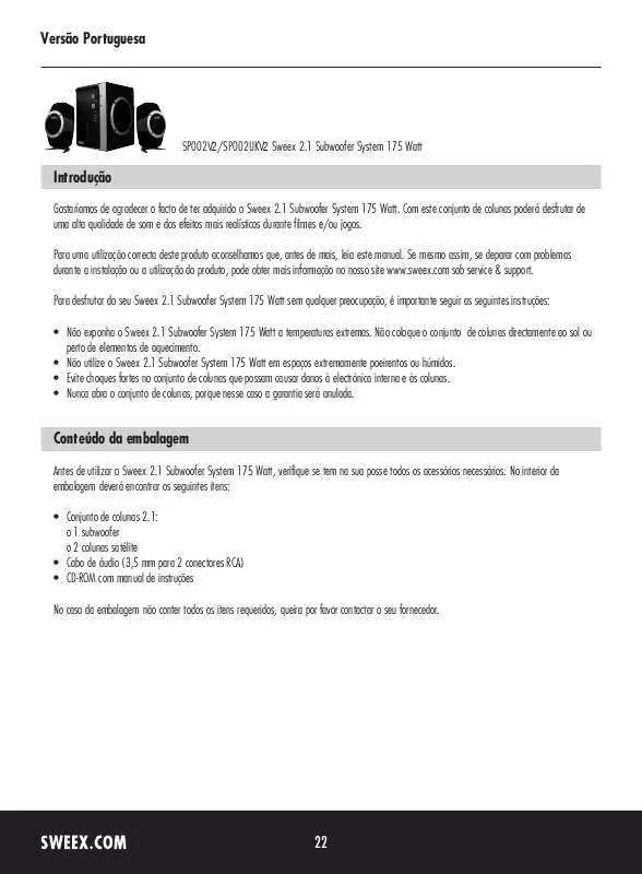 Mode d'emploi SWEEX SP002V2