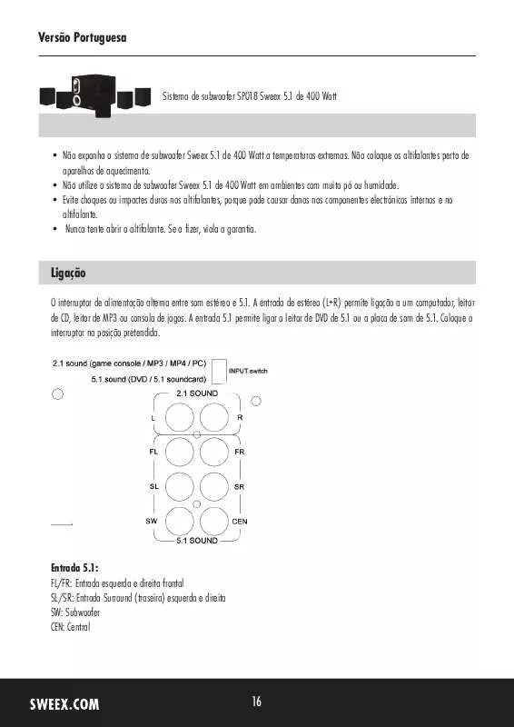 Mode d'emploi SWEEX SP018