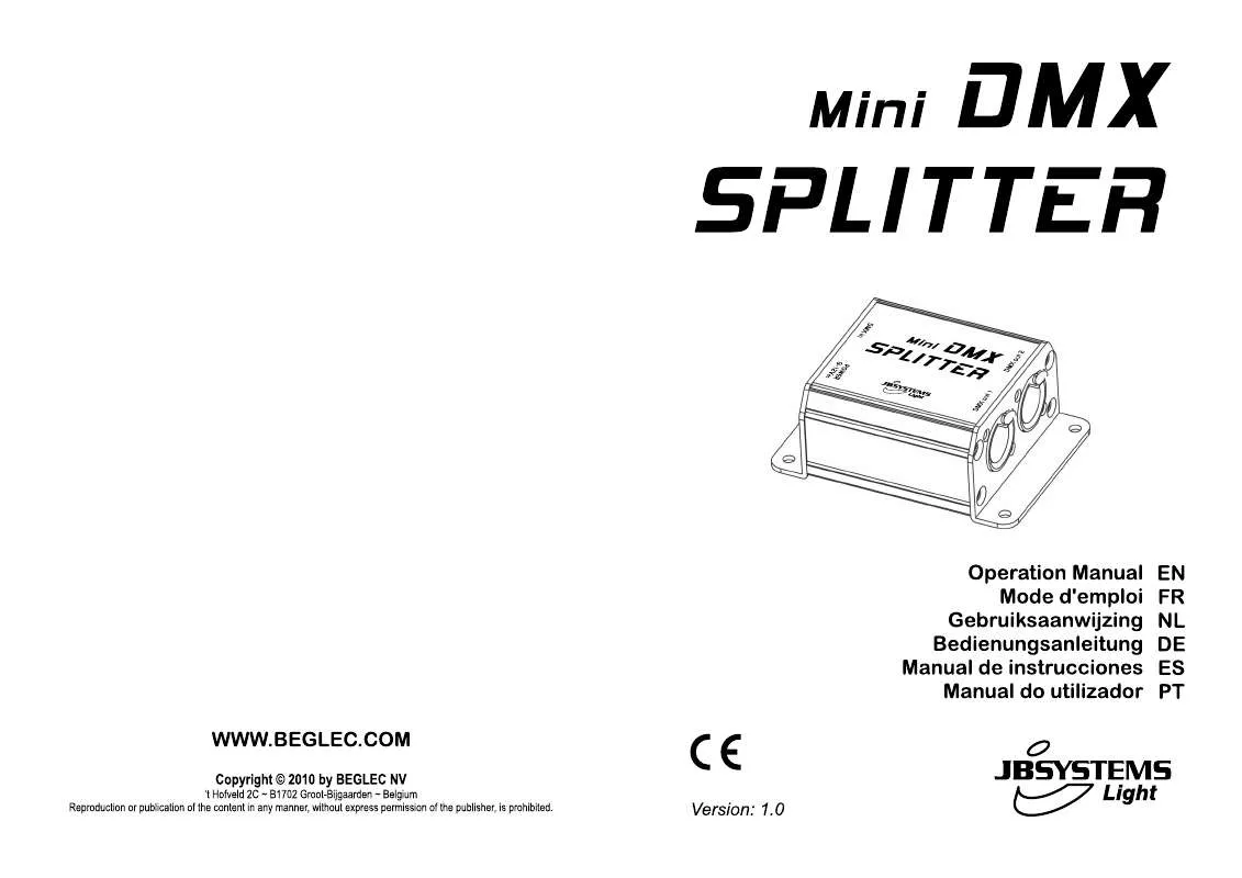 Mode d'emploi SYNQ AUDIO RESEARCH MINI DMX SPLITTER