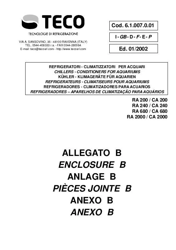 Mode d'emploi TECO RA 200