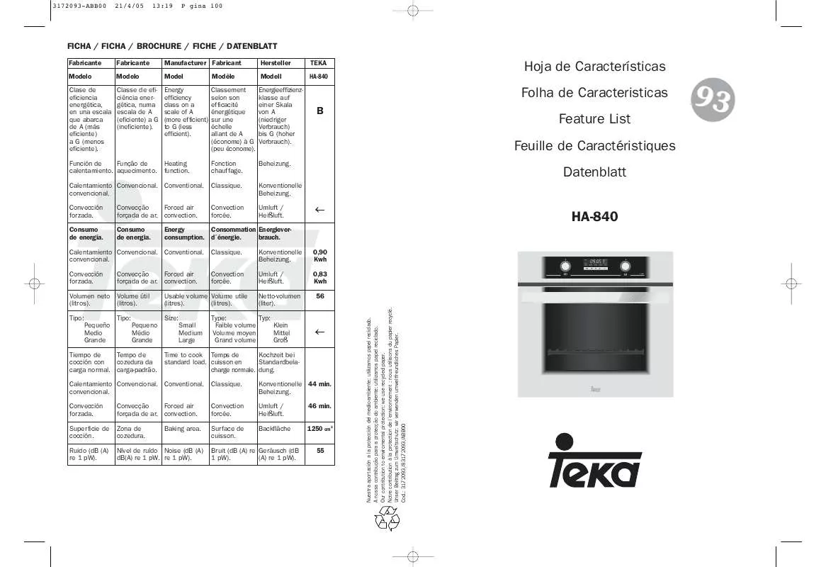 Mode d'emploi TEKA HA-840