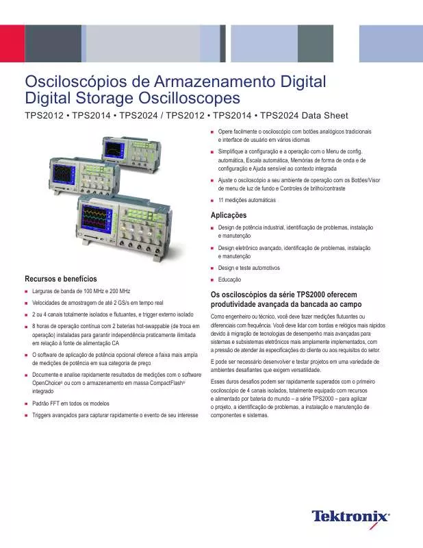 Mode d'emploi TEKTRONIX TPS2012