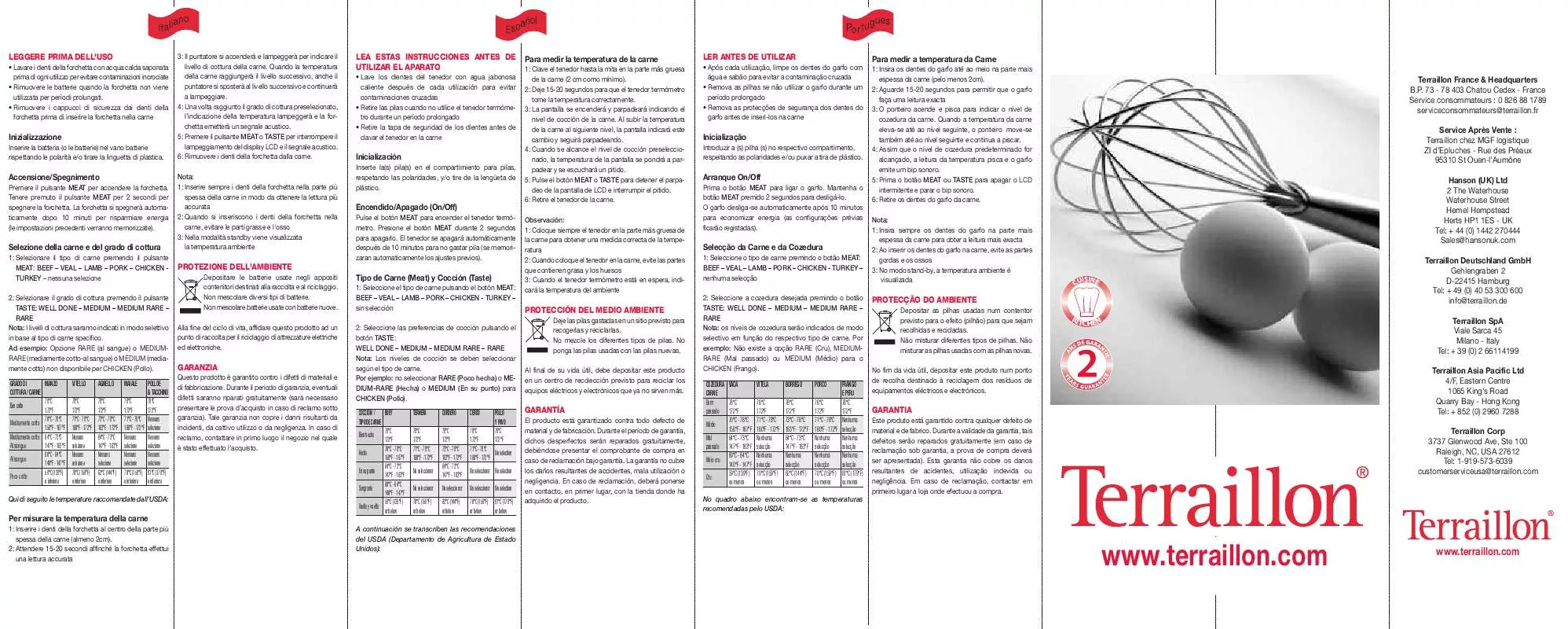 Mode d'emploi TERRAILLON THERMO CHEF