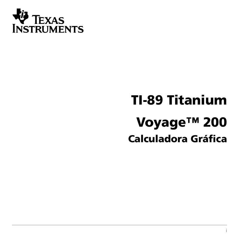 Mode d'emploi TEXAS INSTRUMENTS TI-89 TITANIUM
