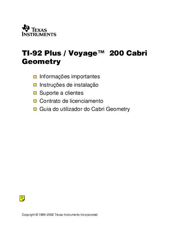 Mode d'emploi TEXAS INSTRUMENTS TI-92 PLUS-VOYAGE 200