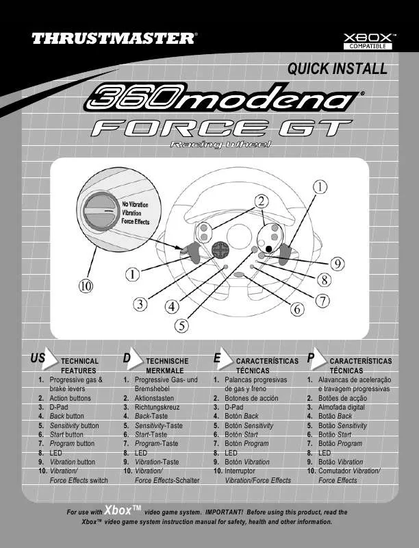 Mode d'emploi THRUSTMASTER 360 MODENA FORCE GT