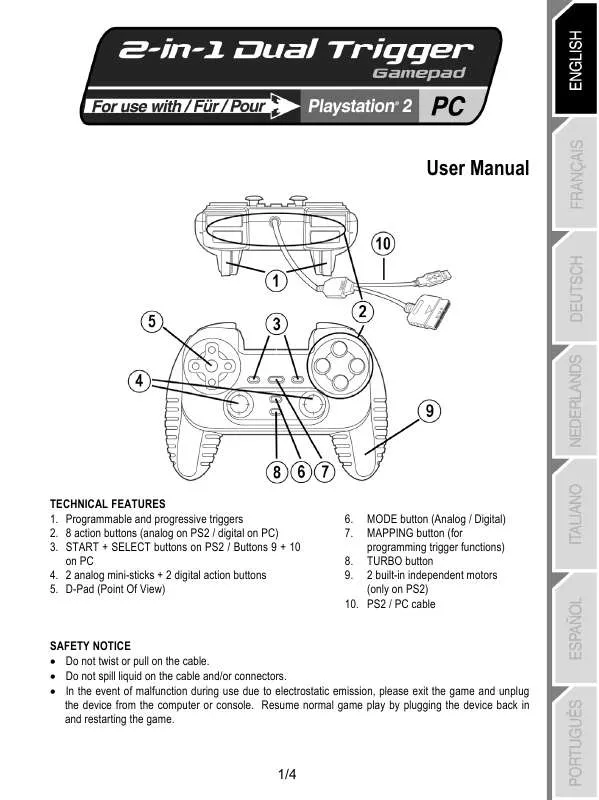 Mode d'emploi THRUSTMASTER DUAL TRIGGER 2-IN-1