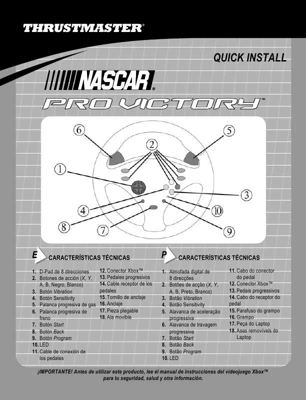 Mode d'emploi THRUSTMASTER NASCAR PRO VICTORY