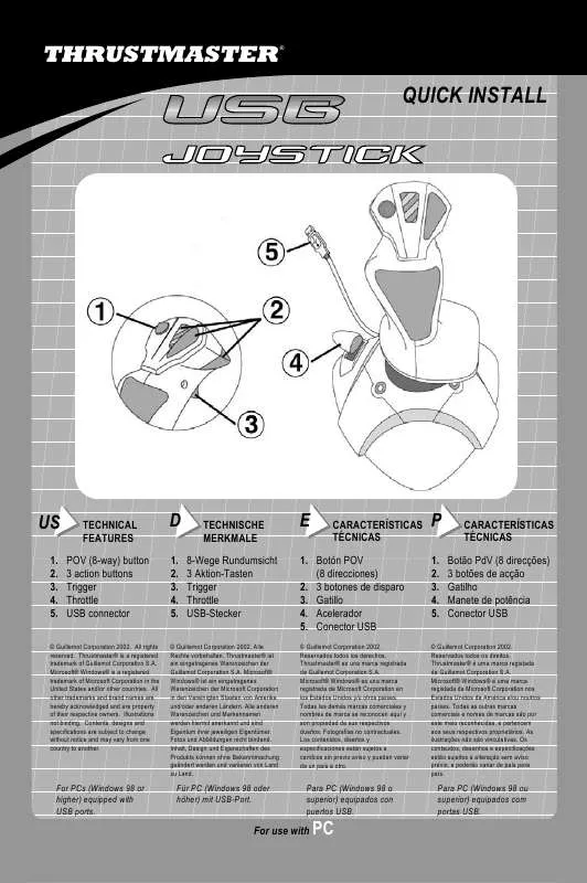 Mode d'emploi THRUSTMASTER USB JOYSTICK