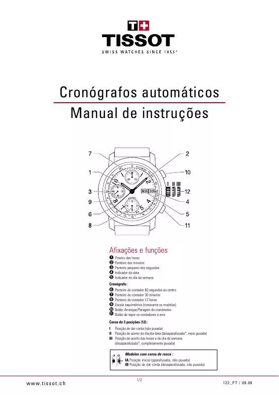 Mode d'emploi TISSOT CRONOGRAFOS AUTOMATICOS