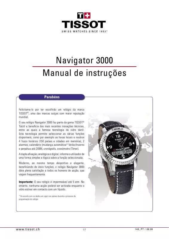 Mode d'emploi TISSOT NAVIGATOR 3000