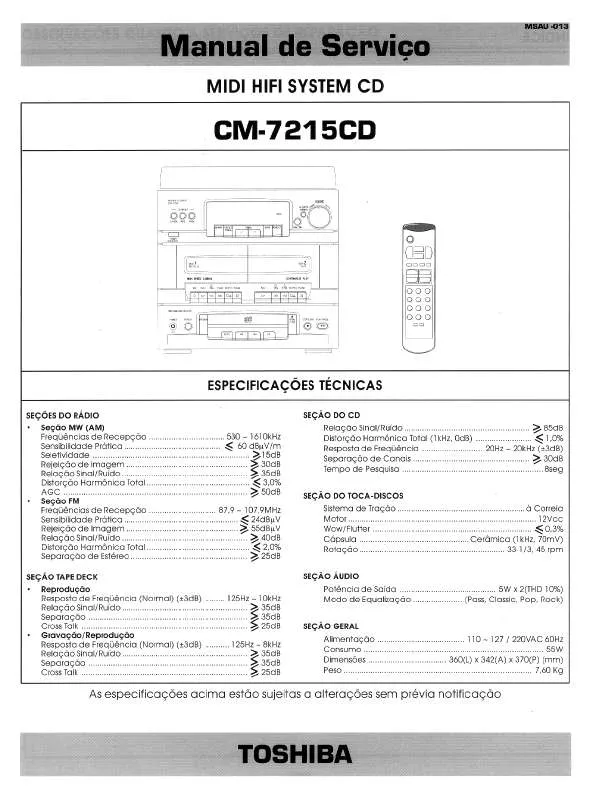 Mode d'emploi TOSHIBA CM-7215CD