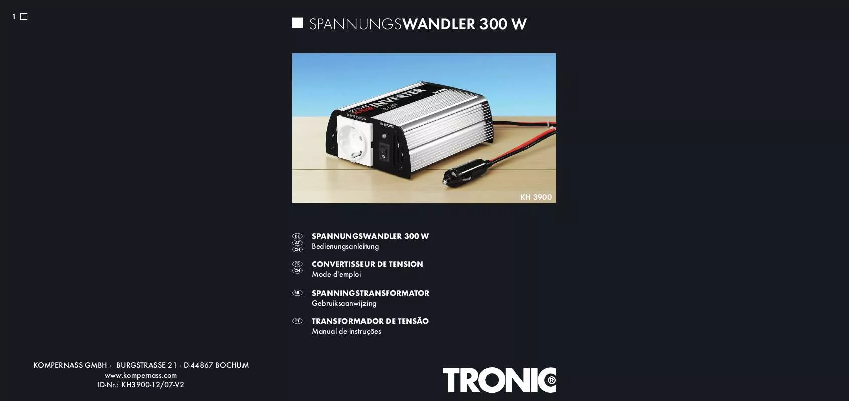 Mode d'emploi TRONIC KH 3900 POWER INVERTER