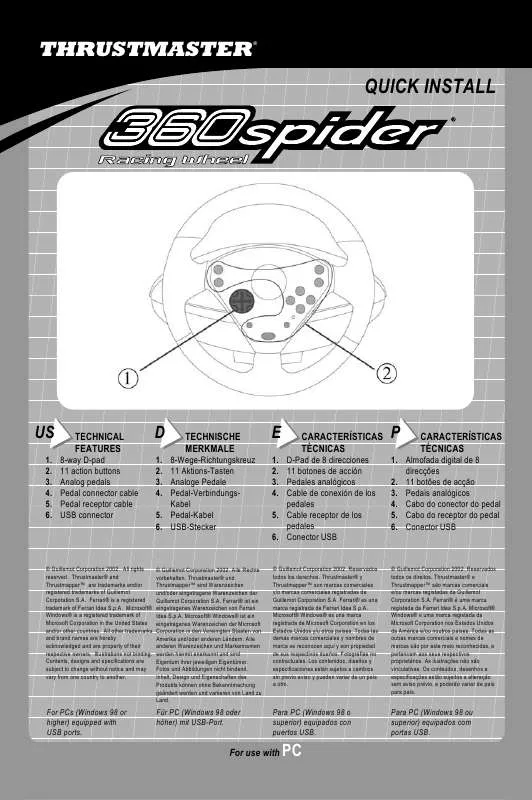 Mode d'emploi TRUSTMASTER 360 SPIDER