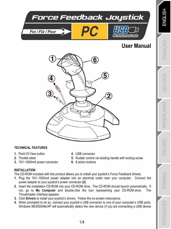 Mode d'emploi TRUSTMASTER FORCE FEEDBACK JOYSTICK