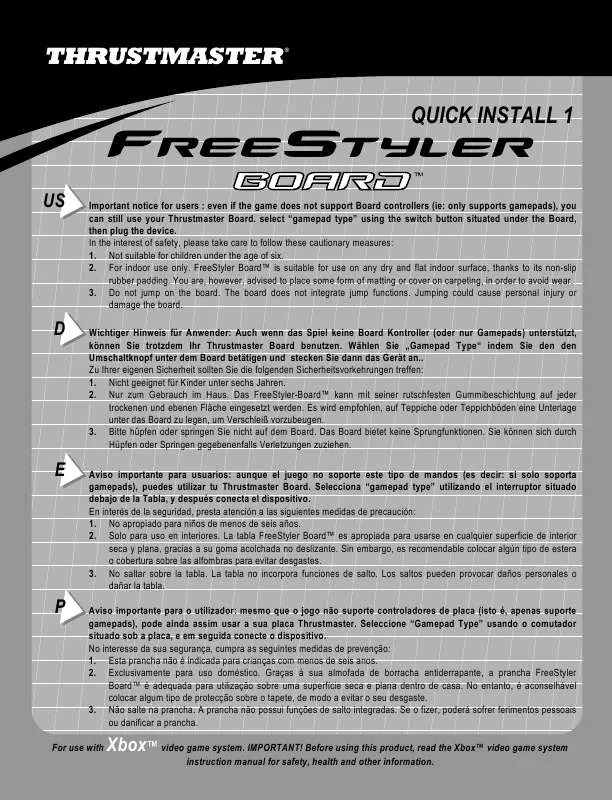 Mode d'emploi TRUSTMASTER FREESTYLER BOARD