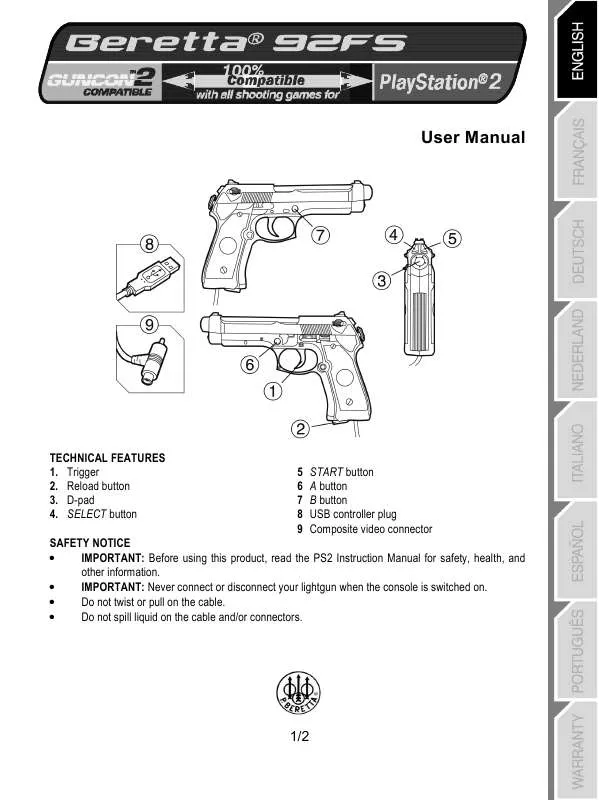 Mode d'emploi TRUSTMASTER PSX BERETTA 92FS