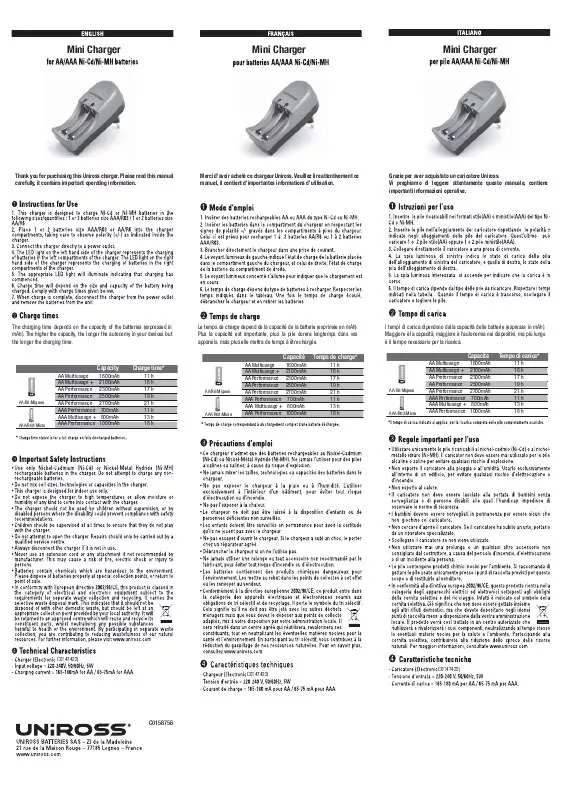 Mode d'emploi UNIROSS MINI CHARGER