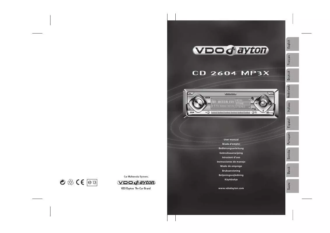 Mode d'emploi VDO DAYTON CD 2604 MP3