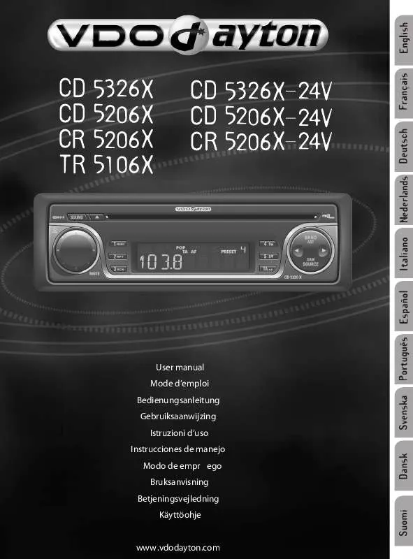 Mode d'emploi VDO DAYTON TR 5106 X