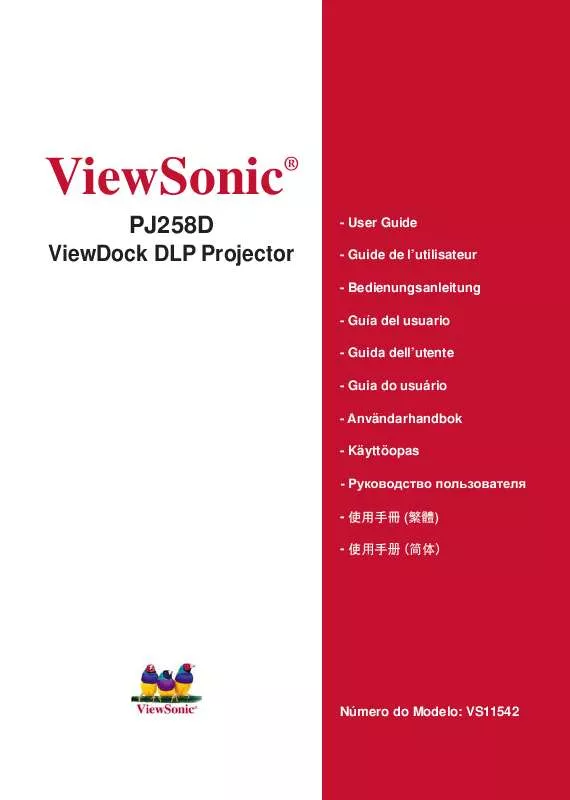 Mode d'emploi VIEWSONIC PJ258D