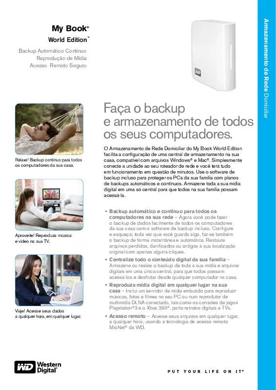 Mode d'emploi WESTERN DIGITAL MY BOOK WORLD EDITION 1 TB