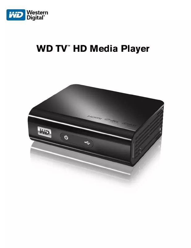 Mode d'emploi WESTERN DIGITAL TV HD MEDA PLAYER